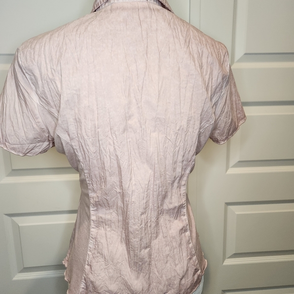 Crisca Pink Western Button Up Collared Crinkle Floral Blouse Womens Size 4 - Picture 6 of 13